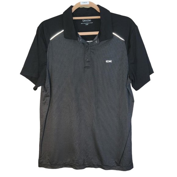 Calvin Klein Other - Calvin Klein Performance Black White Beehive Print Polo Shirt Men Size M